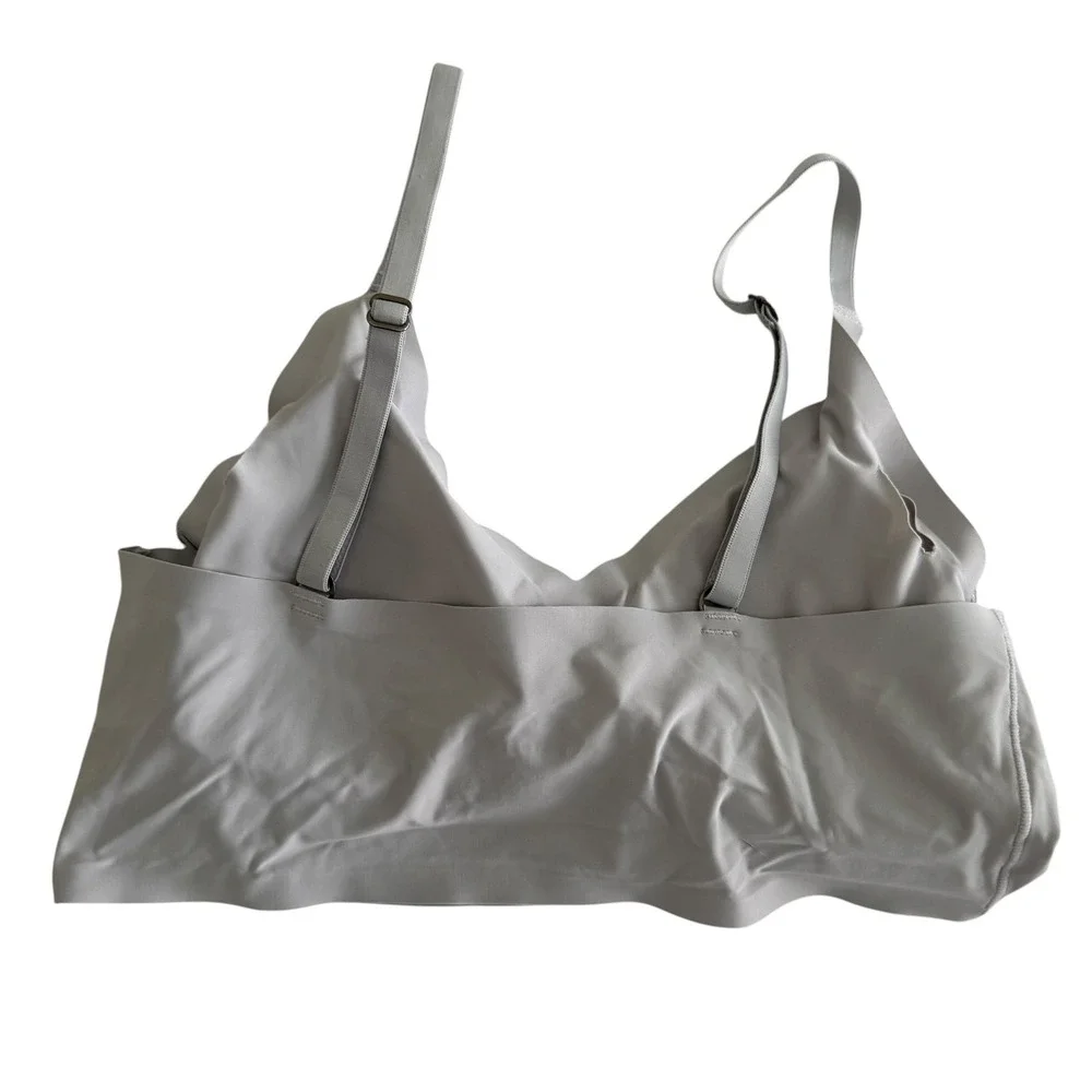 LUCKY BRAND Light Grey Seamless Comfort Lounge Ladies Deep V-Neck Bra, M